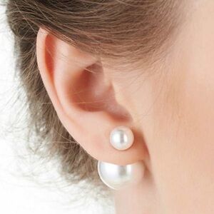 Double Pearl Post Earrings New